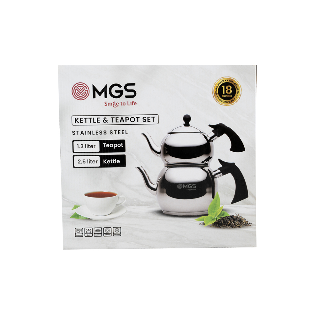کتری و قوری استیل 2.5 لیتری MGS کد K41019