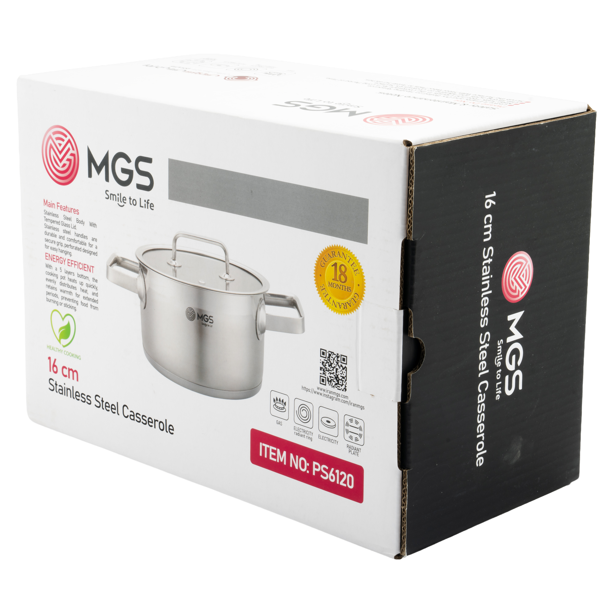 کارتن قابلمه استیل سایز 16 کد PS6120