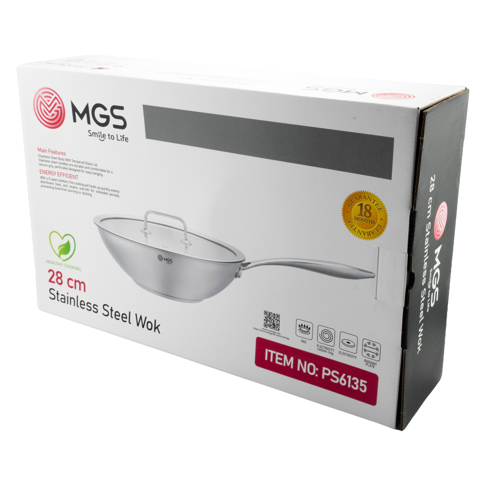 کارتن تابه وک استیل سایز 28 کد PS6135